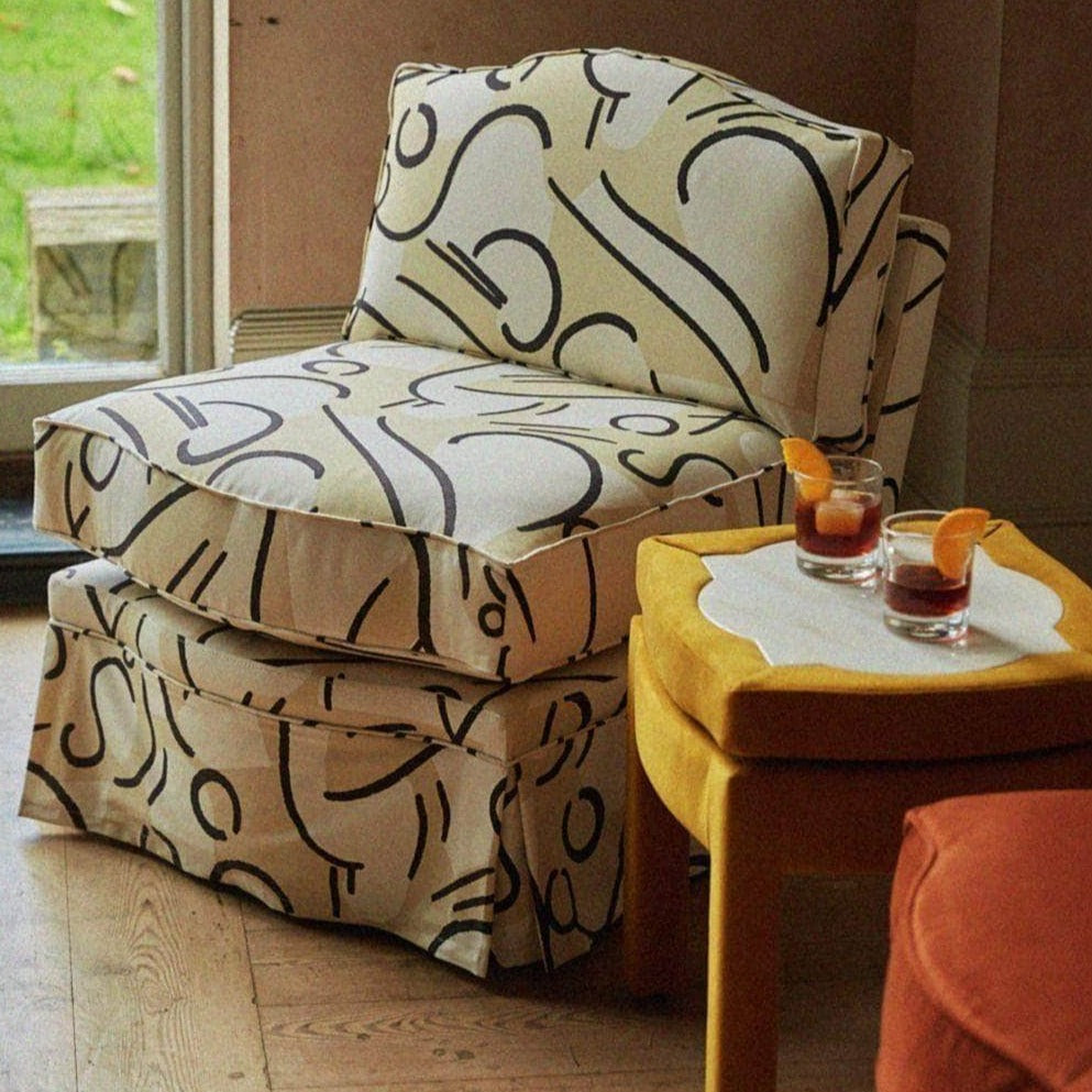 Piero Footstool, Turmeric Velvet