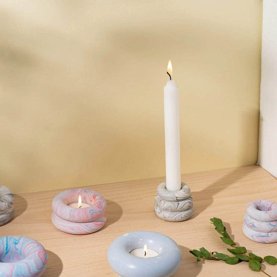 Marble Grey Triple O Candleholder