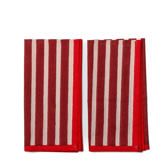 Block Stripe Napkins - Crimson Red / Blush