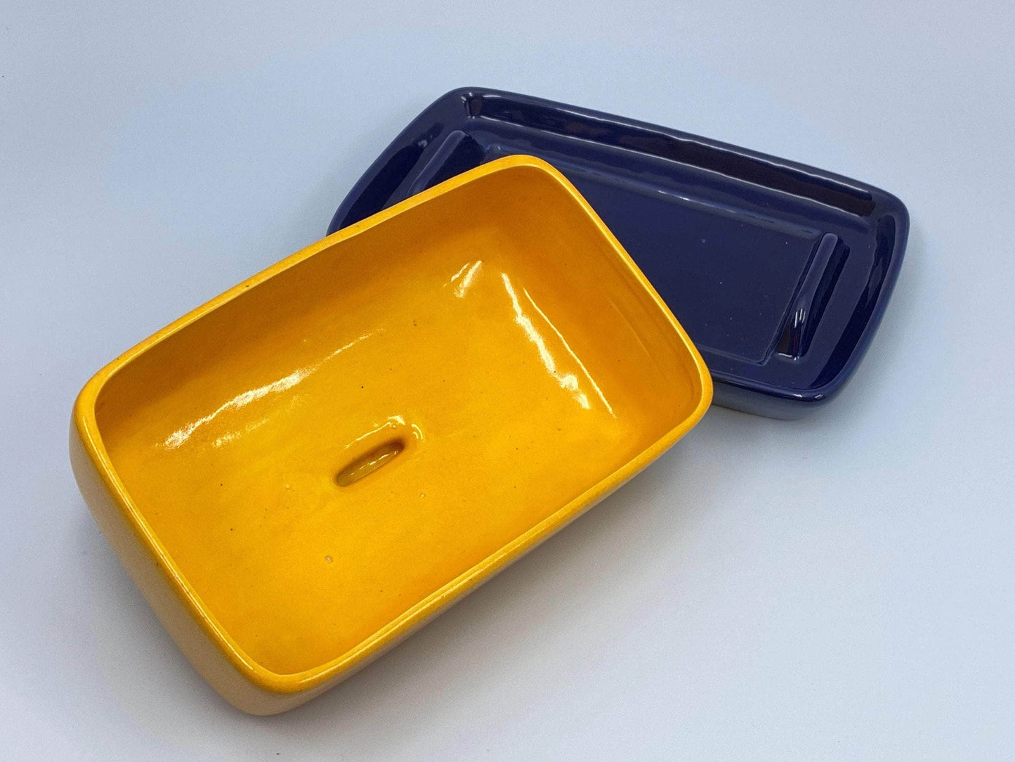 Butter Dish and Sugar Bowl Set - Yellow Speckle Glaze