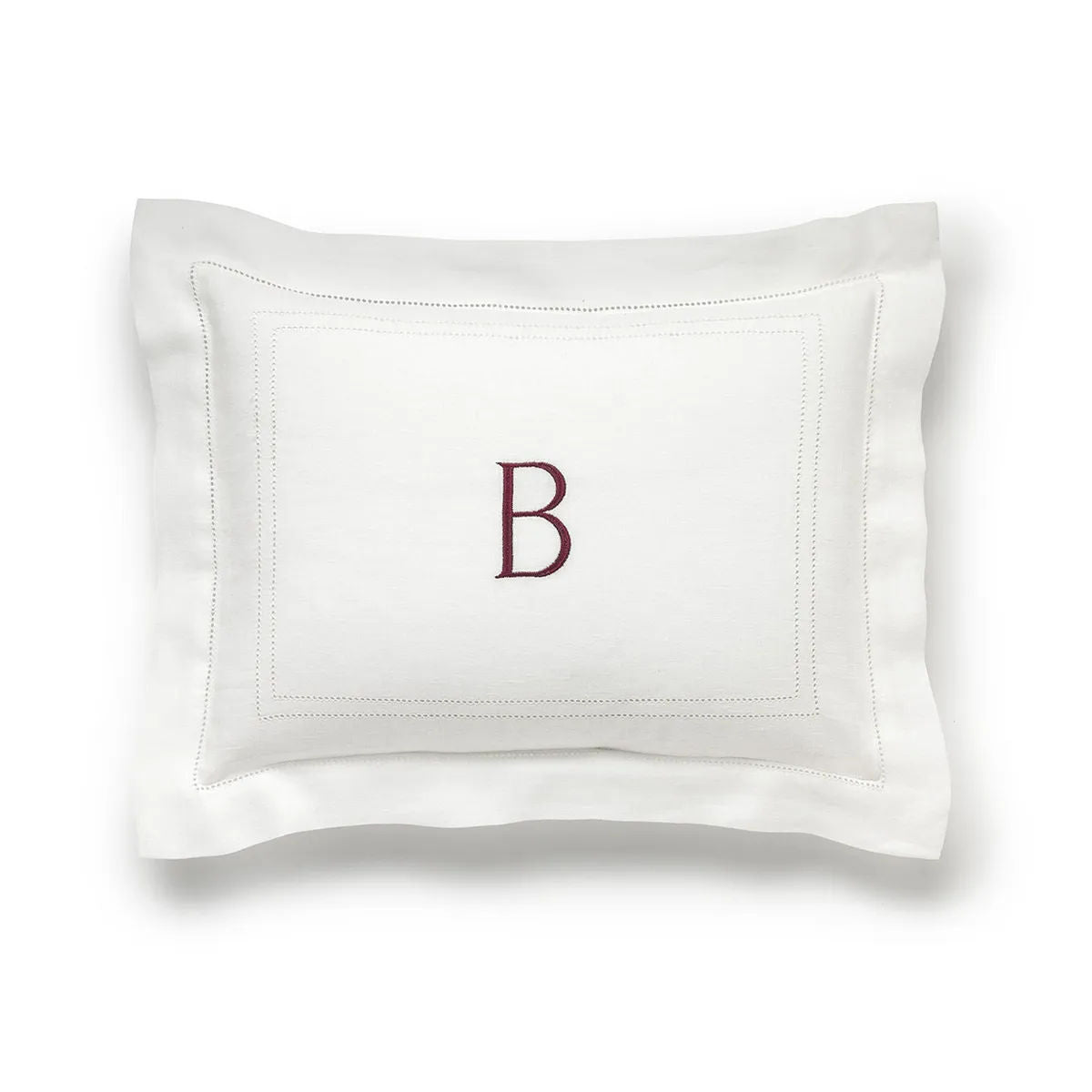 Personalised Boudoir Pillow Hemstitch Ivory White