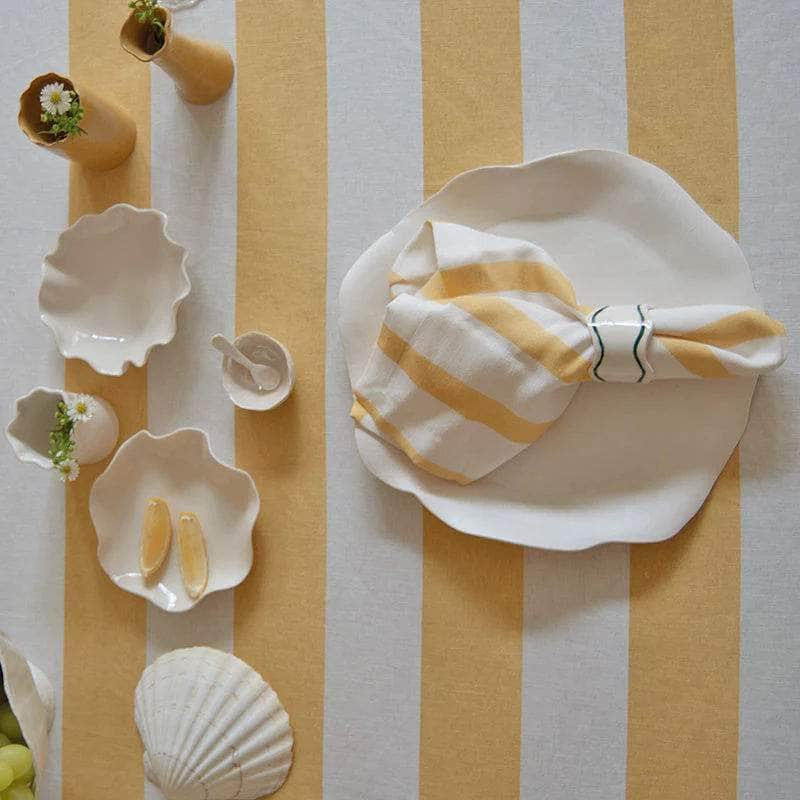 Yellow Striped Rectangle Tablecloth Ruffle