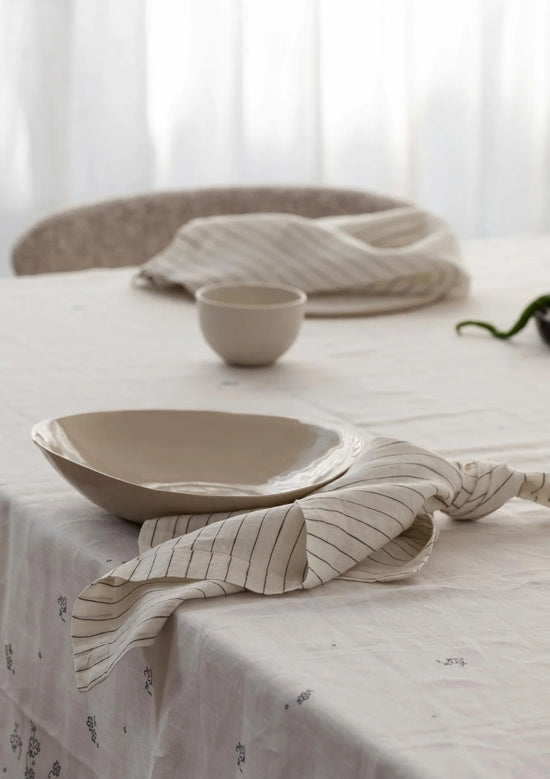 100% Linen Table Napkins - Striped Olive (Set of Four)