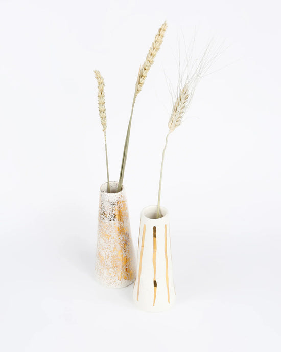 Gold Stripes Stem Vase