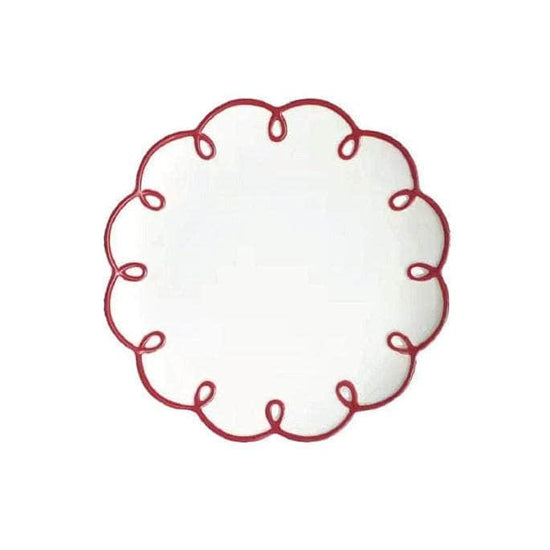 Rosy Red Scalloped Tea Plates | Set of 4