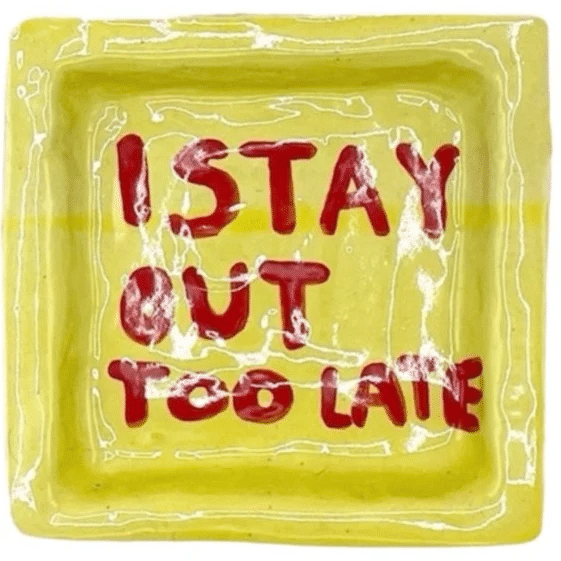 I Stay Out Too Late Trinket Tray Yellow & Red