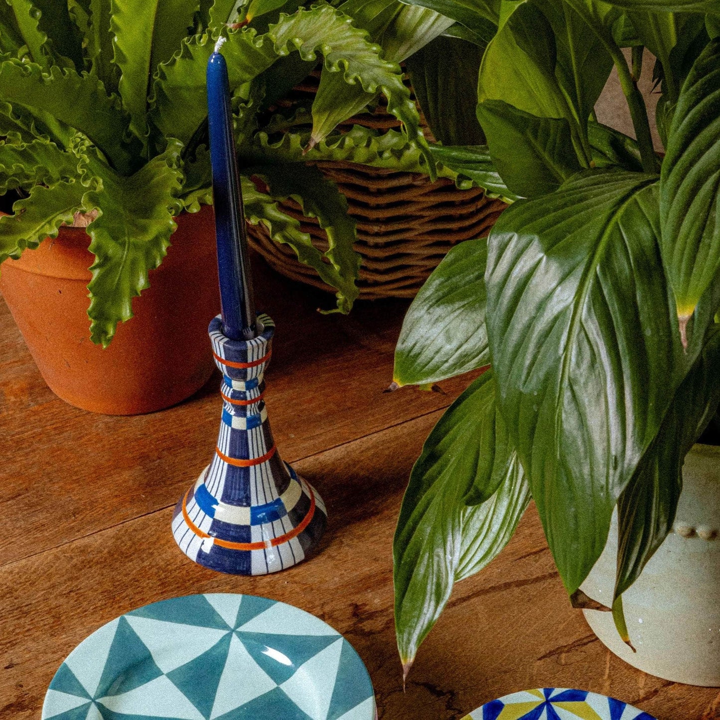 Kente Candlestick, Indigo