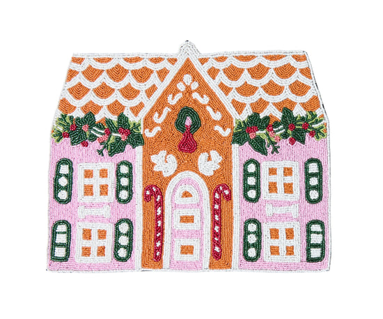 Handcrafted Gingerbread House Beaded Placemat