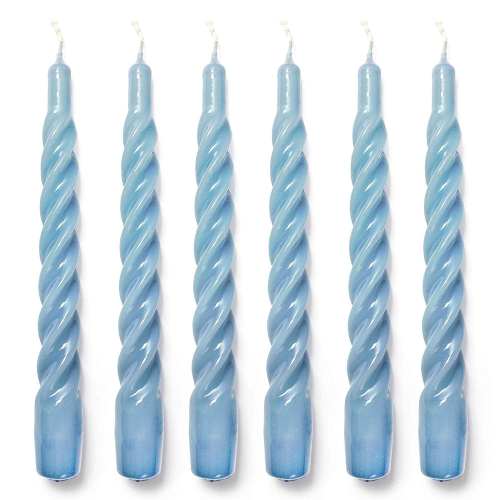 Powder Blue Twisted Gloss Candles - Set of 6