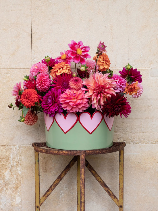 Round Heart Planter Large - Apple Green, Candy Pink and Ruby Red