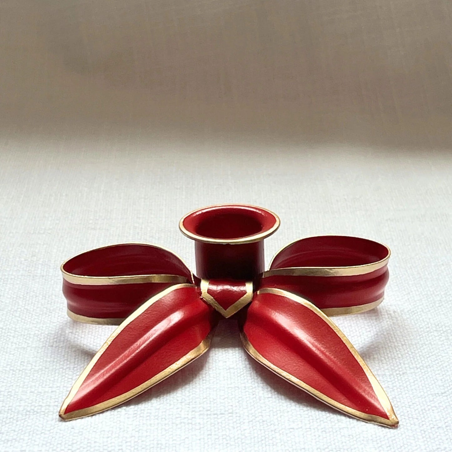 A Pair of Bow Candleholders - Ruby Red