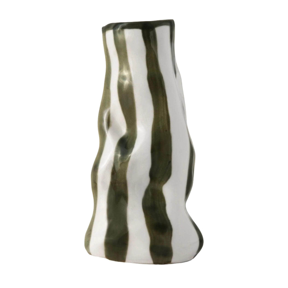 Dark forest green candy stripe vase