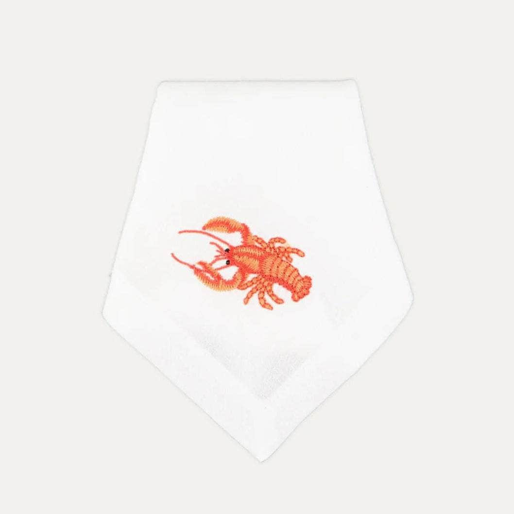 Orange lobster embroidered napkin