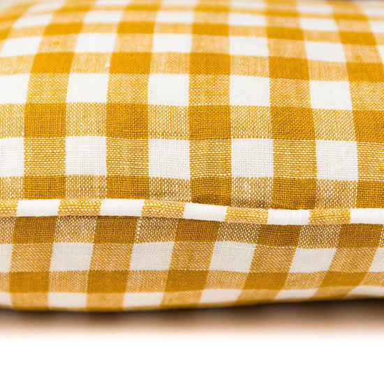 Linen Cushion in Yellow Check