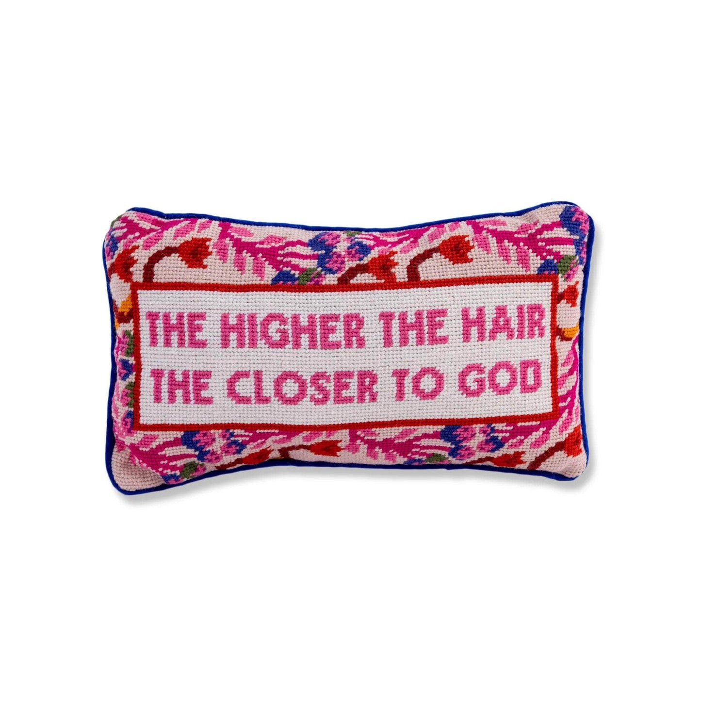 Higher The Hair Needlepoint Pillow