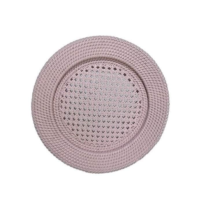 Round Rattan Charger - Pink