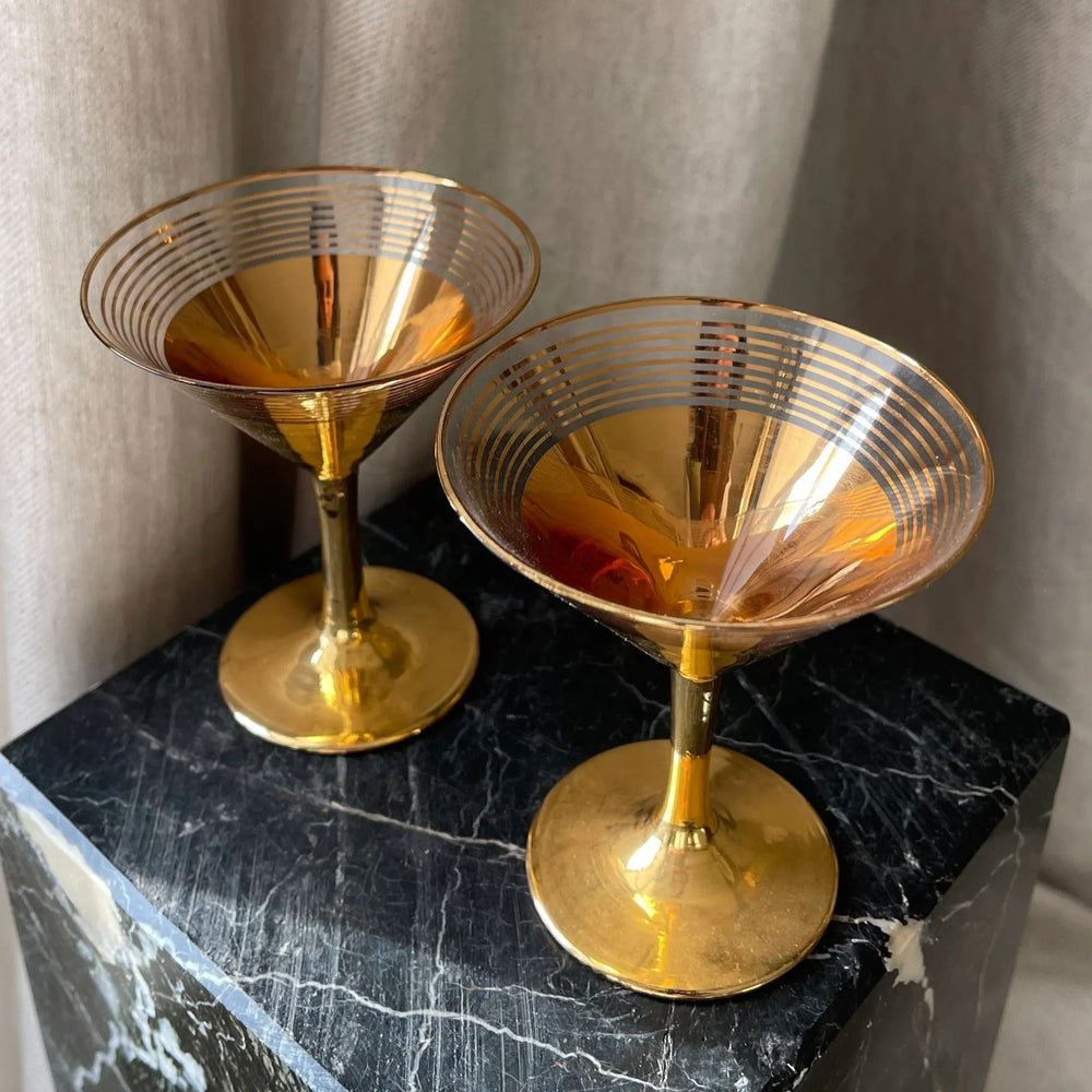 Gold Pair of Martini Glasses