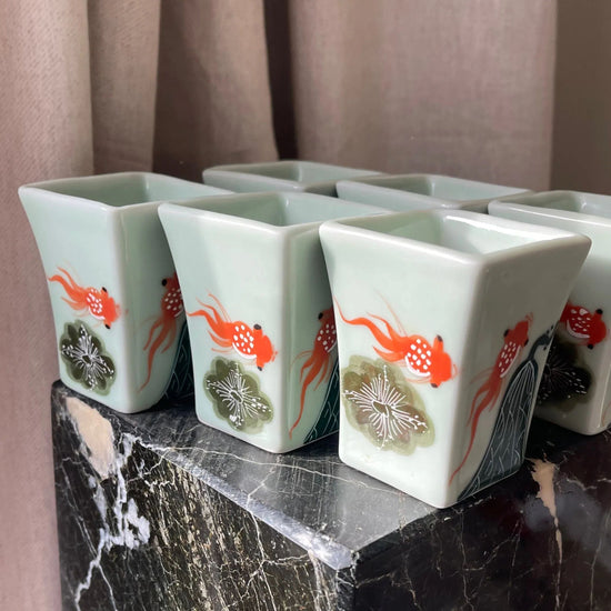 Goldfish Design Vietnamese Square Espresso Cups