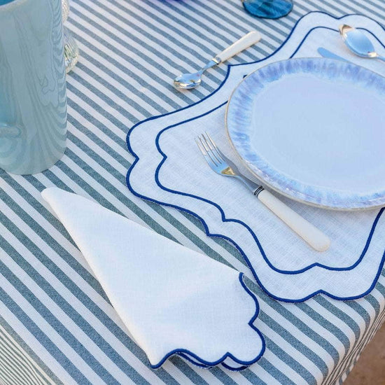 Wavy Napkin, Ivory with Blue