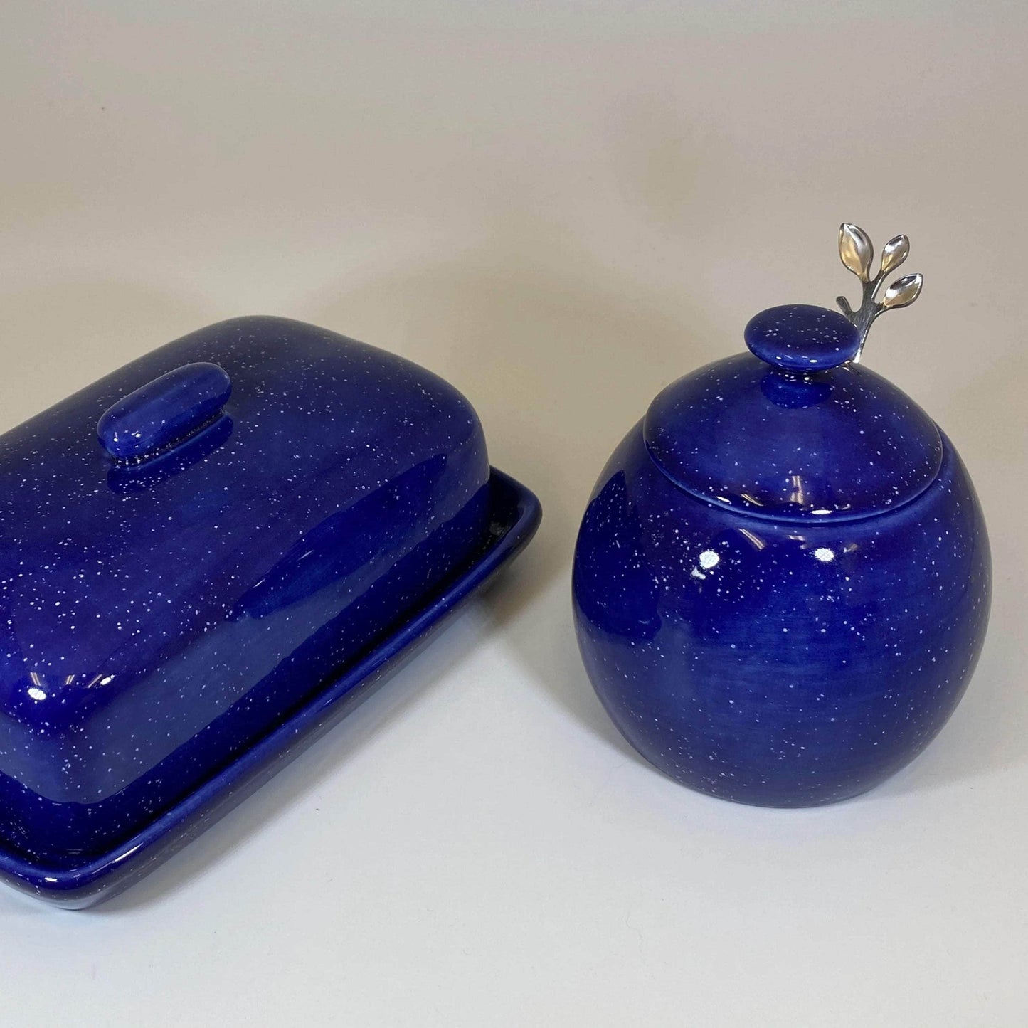 Butter Dish and Sugar Bowl Set Night Sky Glaze