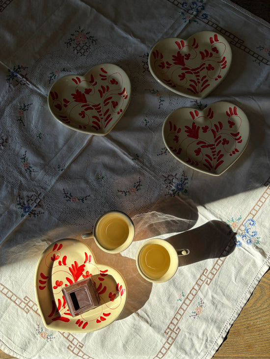 Heart Shaped Pastry Plates Set of 4