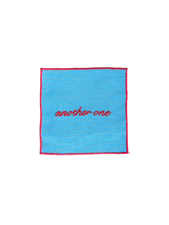 Set of 4 Cocktail Napkins - Light Blue and Red