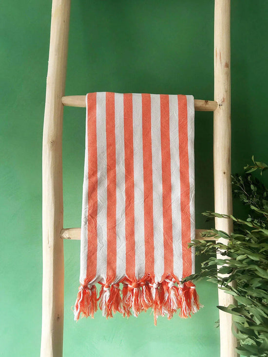 Brighton Stripe Hammam Towel - Orange