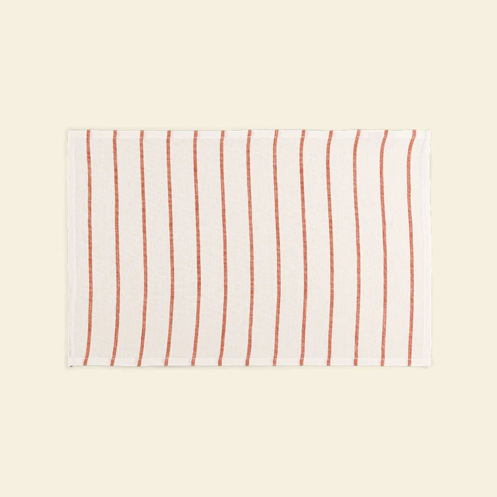 The Orange & White Stripes Linen Placemats (Set of 2)