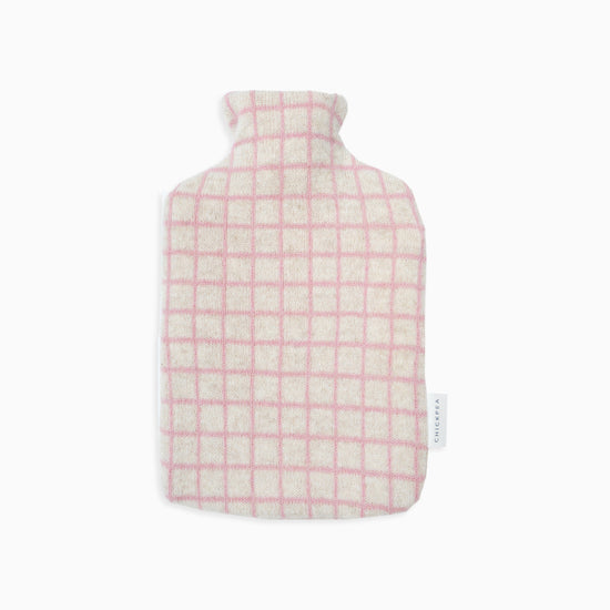 Pink Grid Hot Water Bottle