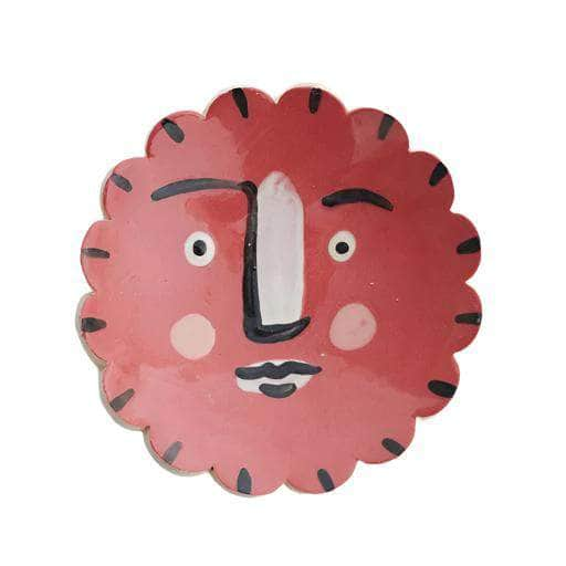 Isolation Face Scalloped Round Trinket Dish Red