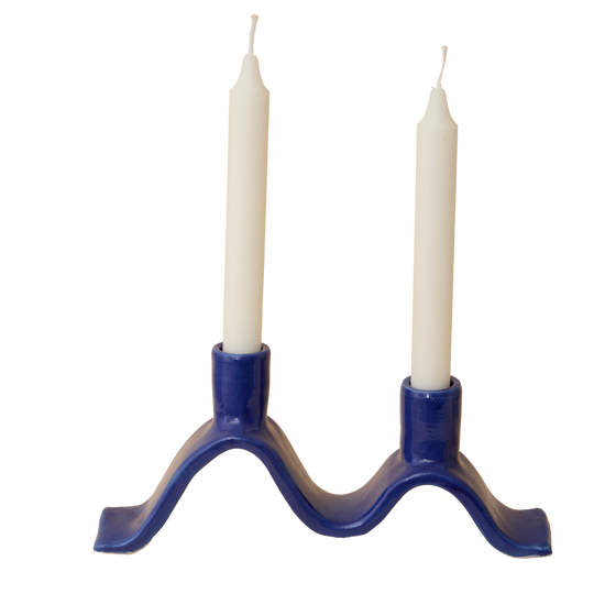 Small Wavy Candelabra - Blue