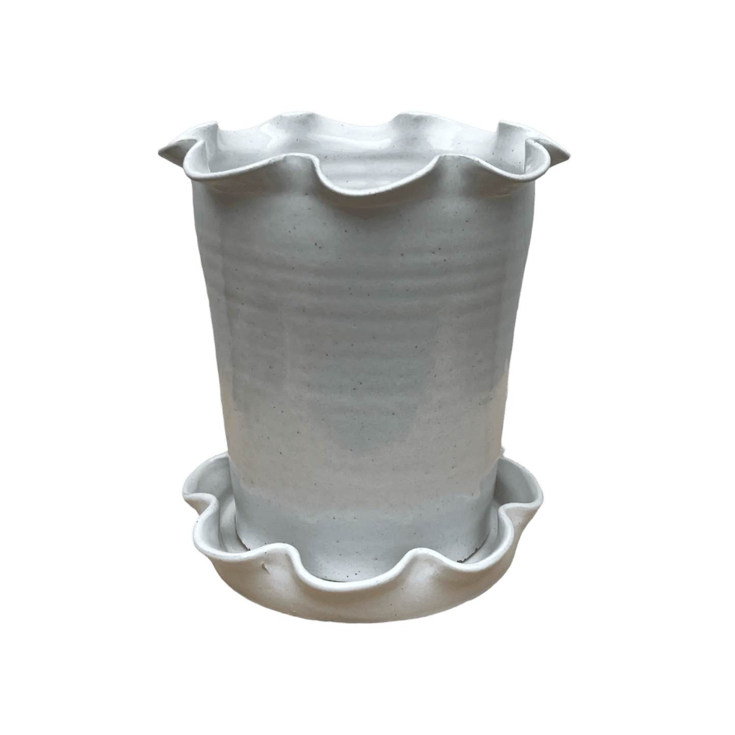 Frilly Pot - White