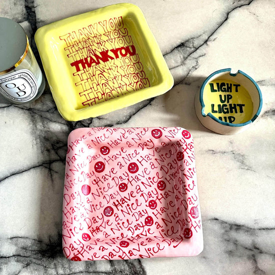 Thank You Trinket Tray Yellow & Red