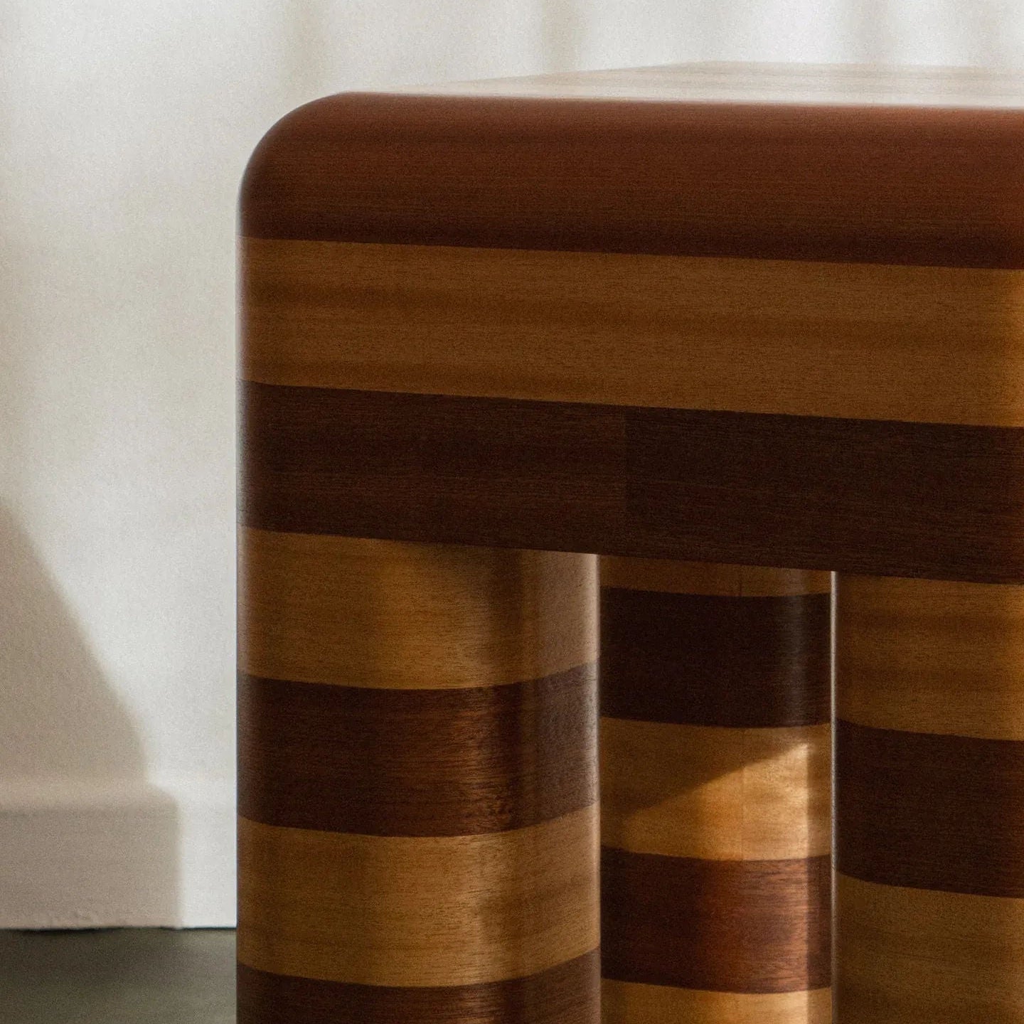 Marcello - Wooden Striped Stool / Side Table