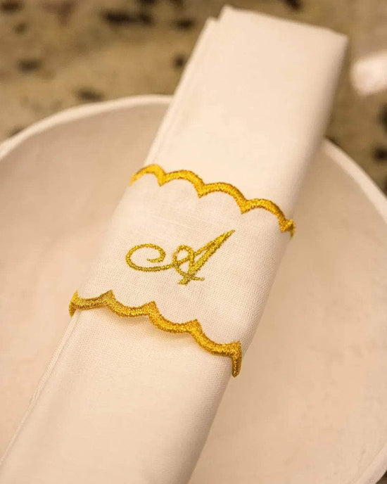 Personalised White and Gold Linen Napkin Ring