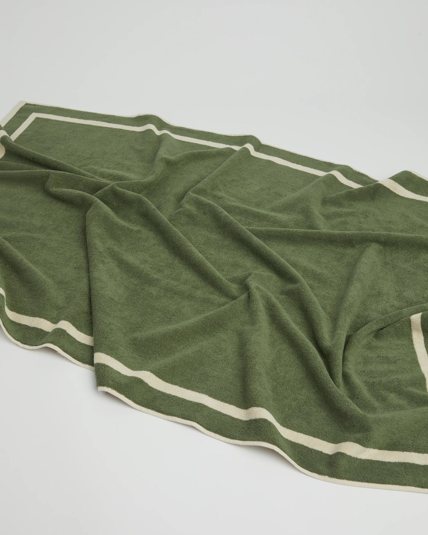 The Classic Ecru and Green Towel