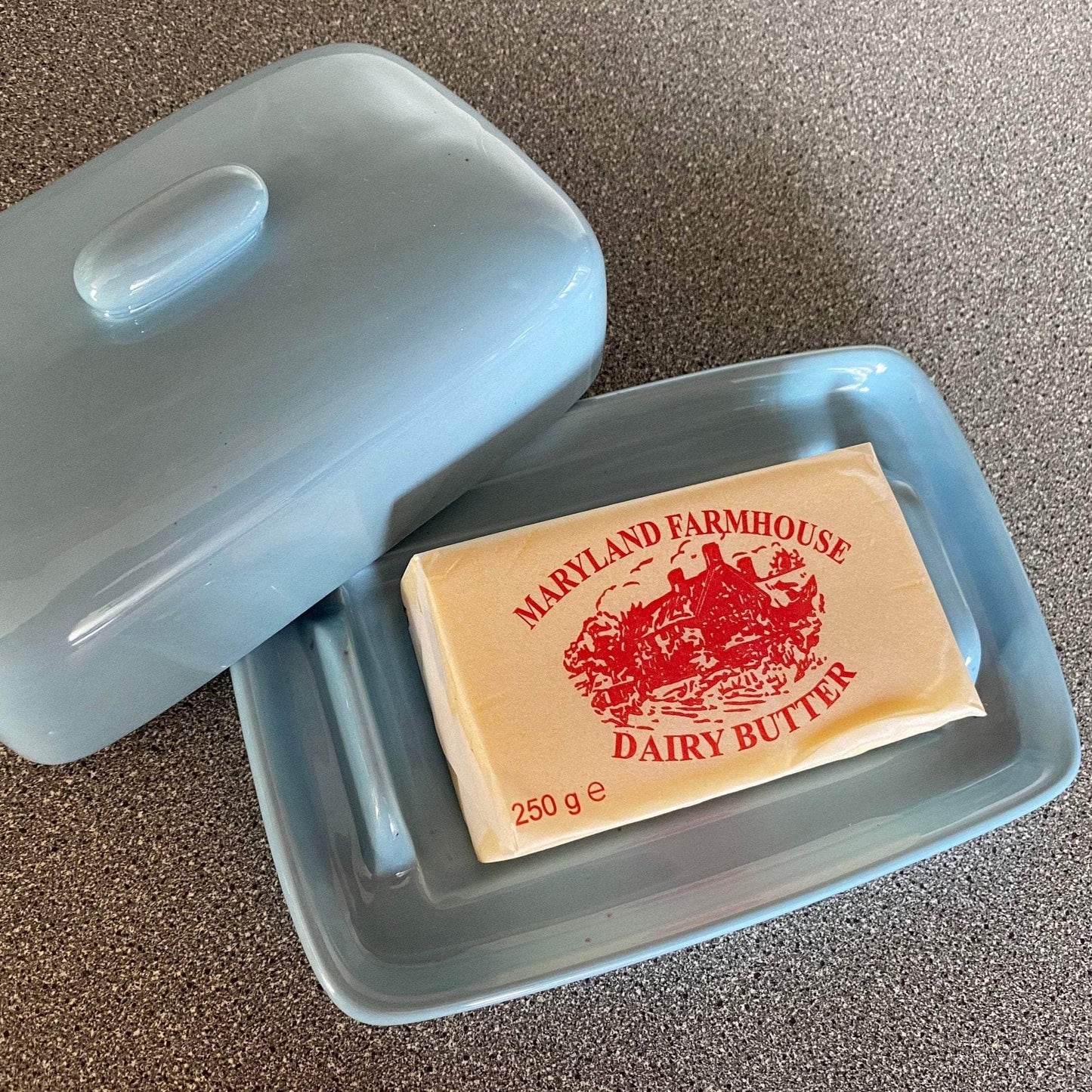 Butter Dish and Sugar Bowl Set - Powder Blue Glaze