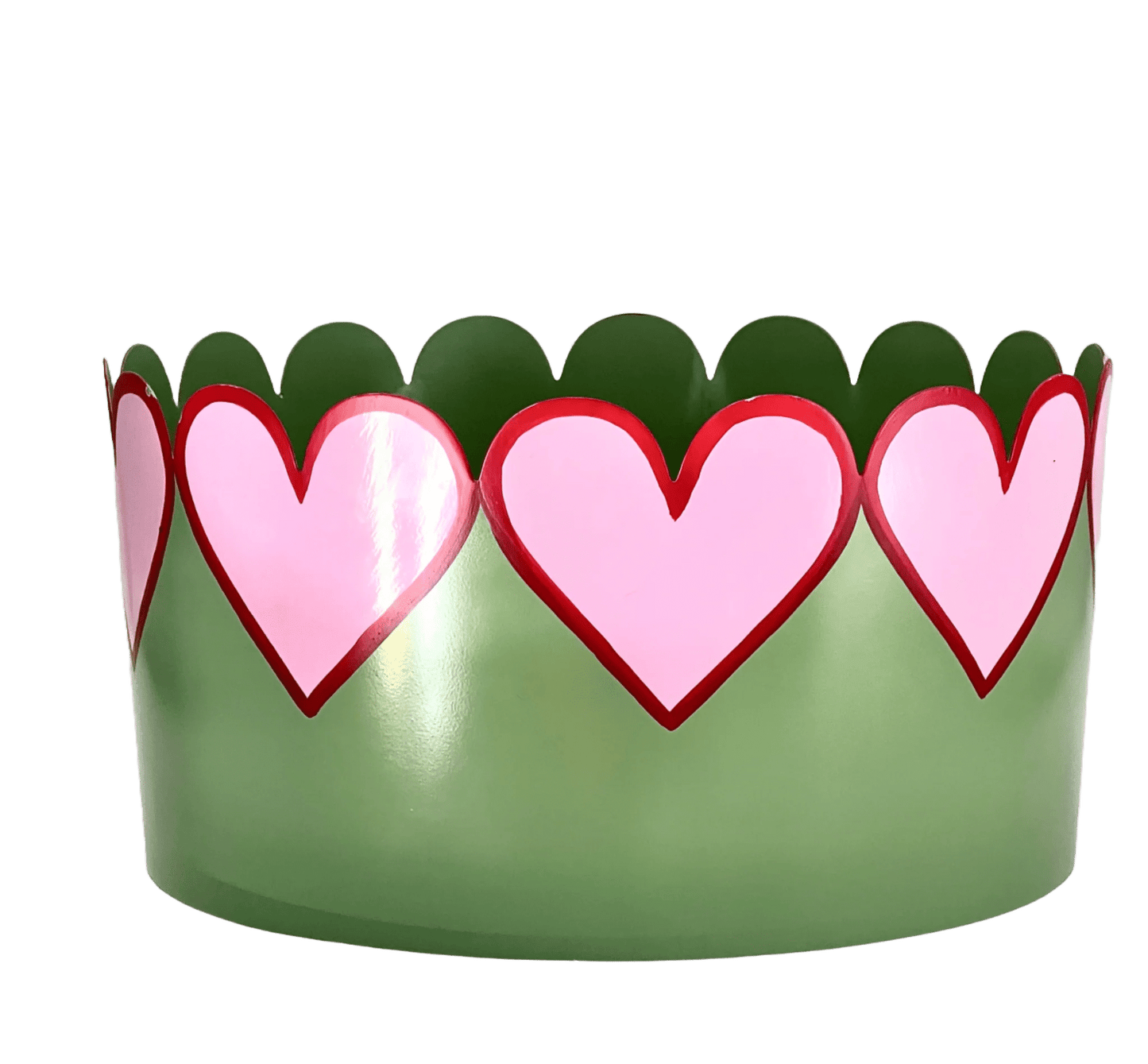 Round Heart Planter Large - Apple Green, Candy Pink and Ruby Red