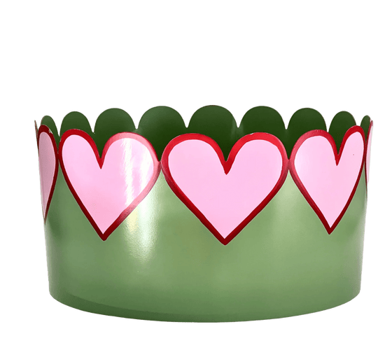 Round Heart Planter Large - Apple Green, Candy Pink and Ruby Red