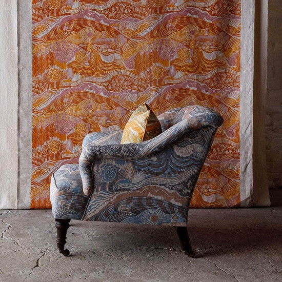 The Plough Fabric in Harvest Gold and Corn Grey