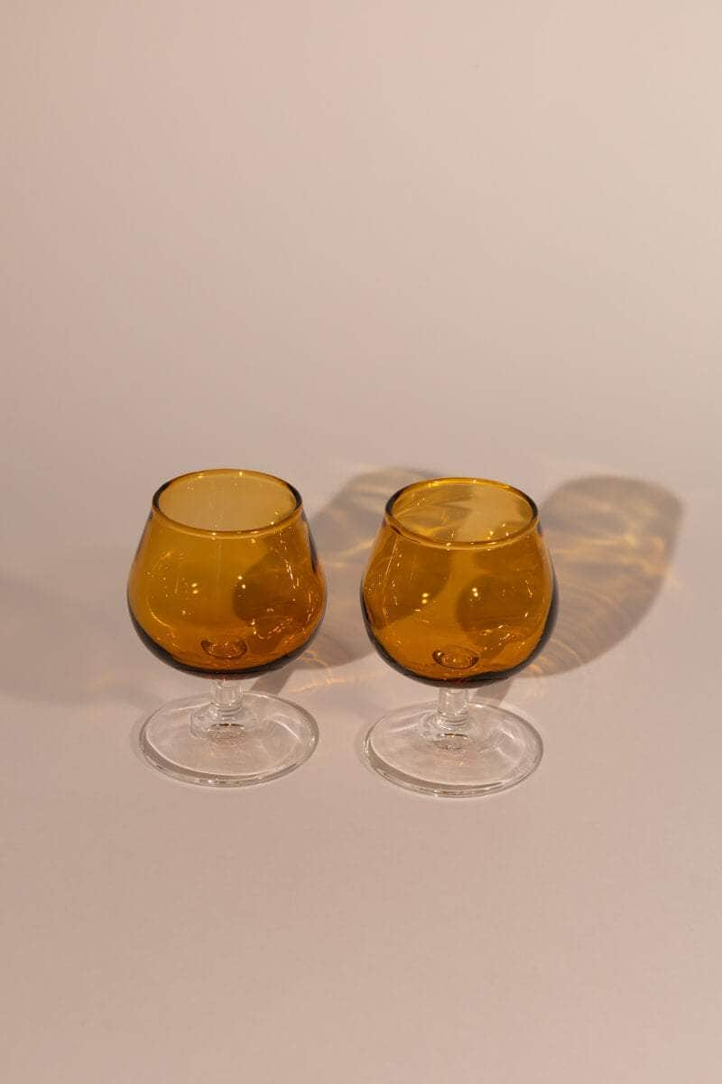 Vintage Spanish Amber Glasses Set of Two