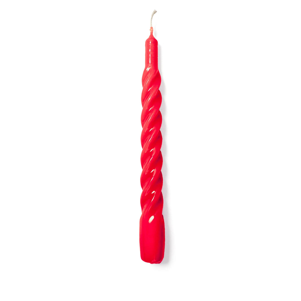 Christmas Red Twisted Gloss Candles - Set of 6