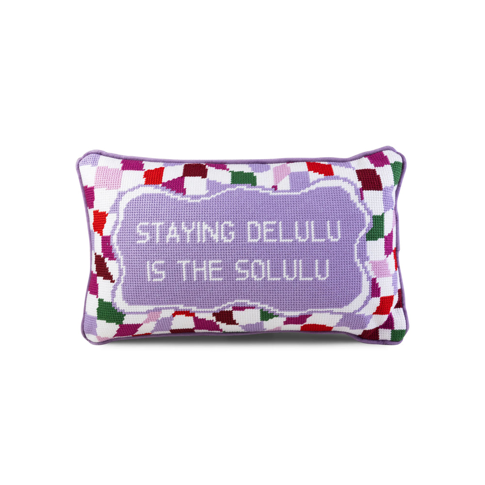 Stay Delulu Needlepoint Pillow