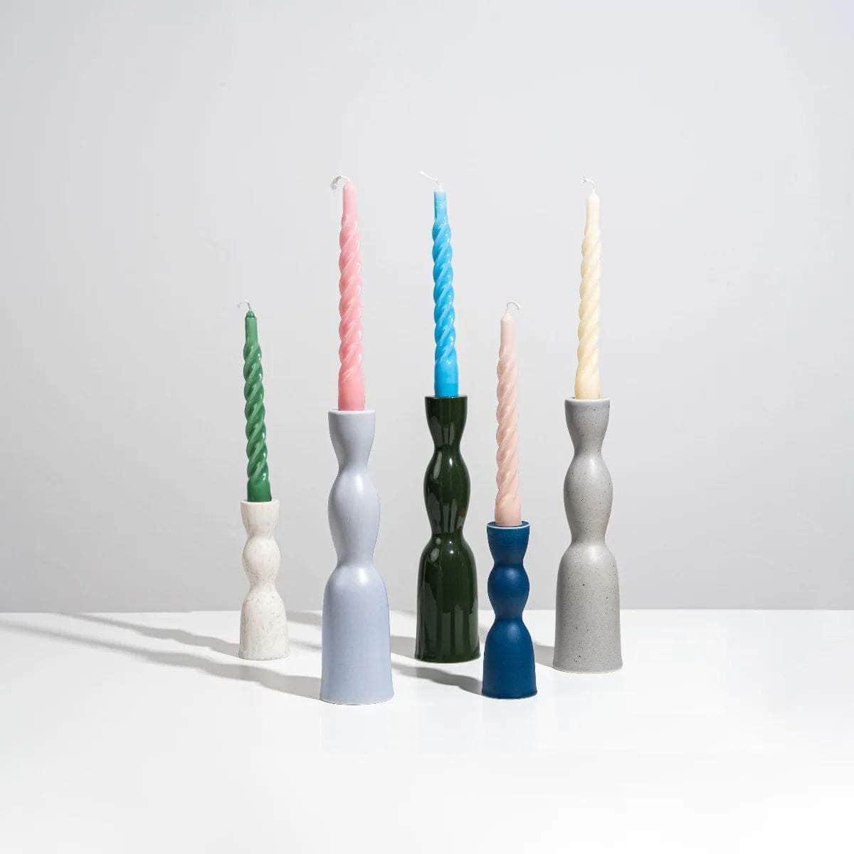 Grey Speckle Tall Wave Candleholder