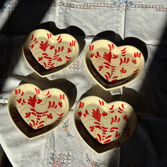 Heart Shaped Pastry Plates Set of 4