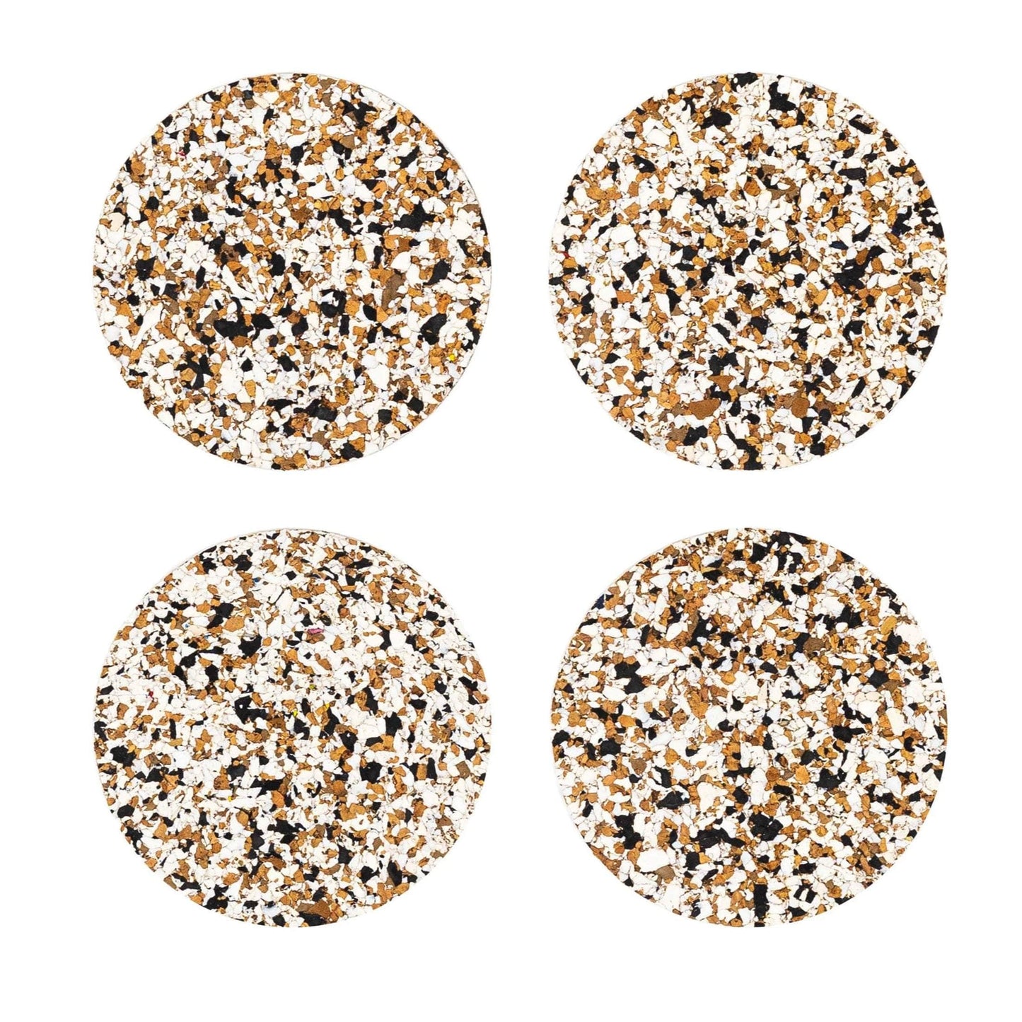 Black Speckled Round Cork Coasters - Set of 4