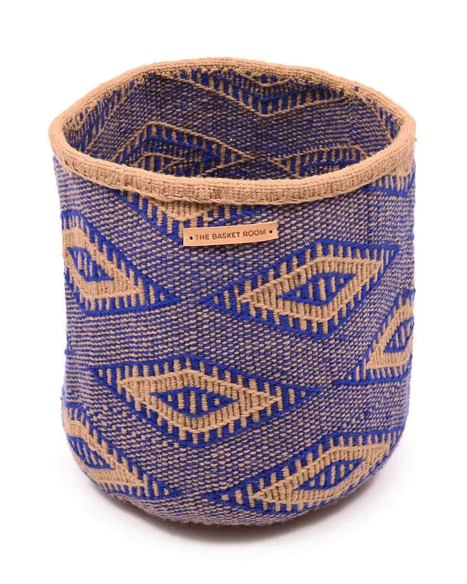 UTAFITI: Large Blue, Maroon, Brown Wool Basket