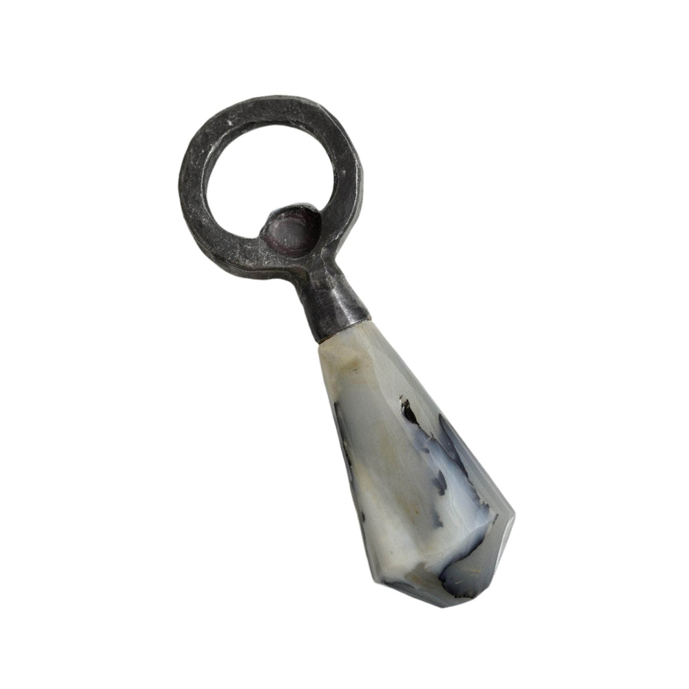 Recycled Plastic & Forged Steel Bottle Opener White Marble