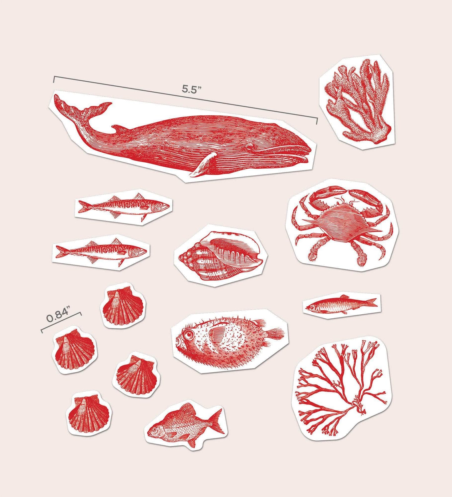 Red Ocean Ceramic Sticker Set