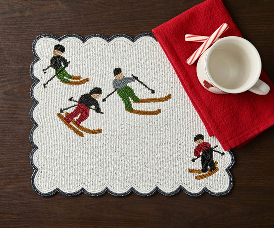 Winter Ski Resort Christmas Table Runner & Christmas placemats Set